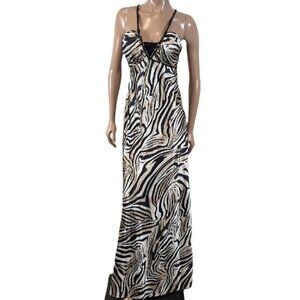 💠Vintage Y2K Simon Chang Maxi Gown Womens Size 6 Beaded Open Back Sleeveless